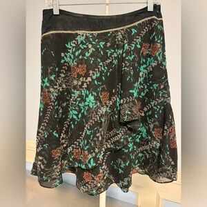 ZOOC - lined sheer faux wrap floral mini skirt